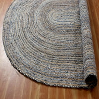 Ručno tkani tepih od prirodne jute, Geometrijski plavi ovalni tepih, prostirka za hodnik, prostirka za stepenice,