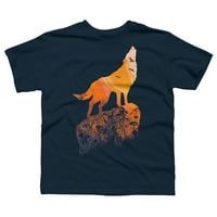 Howling Mountain Wolf s orlovima na Sunset Boys Mornarsko plava grafička grafička majica - Dizajn ljudi XS