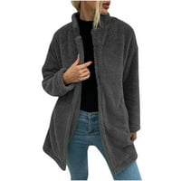 Velvet dugi rukav skretanje kapuljača Čvrsti džemperi Jakne za žene modno odijevanje za čišćenje tamno siva veličina