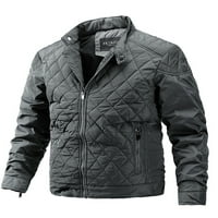 WRCNote muške čvrste boje s džepovima nadmašuju casual zimske kapute s dugim rukavima prednji zip jakna khaki