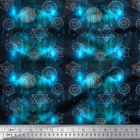 Plava gusta satenska tkanina u geometrijskom uzorku Galactica, tkanina s otiskom širine dvorišta