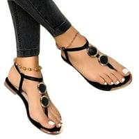 Sandale, ženske Ležerne ljetne japanke s otvorenim prstima s kopčom, ženske ravne japanke s remenom, crna Veličina