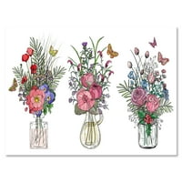 Transparentne vaze s buketima divljih cvjetova II slikanje platna umjetnički tisak