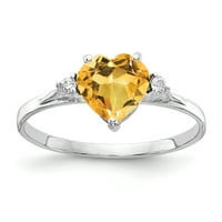 Dijamantni prsten u obliku srca u karatnom bijelom zlatu s citrinom