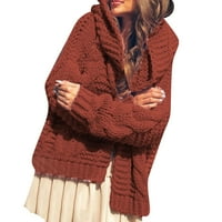 Wotryit ženski zimski džemper s kapuljačom dugim rukavima zadebljani labavi kardigan kaput ženski džemperi