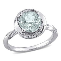 Miabella Women's 1- karat Aquamarine i karat Diamond 10kt bijeli zlatni halo prsten