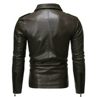 Muška kožna jakna, moderna ugrađena Bomber jakna s ovratnikom s patentnim zatvaračem, Moto jakna s bomber jaknom