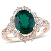 10-karatni Ženski koktel prsten od ružičastog zlata od smaragda i dijamanta od 3 karata izrađen za žene