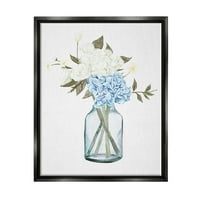 Stupell Blue Hydrangea Bunches vaze Botanički i cvjetna slika crni plutasti uokvireni umjetnički print zid umjetnosti