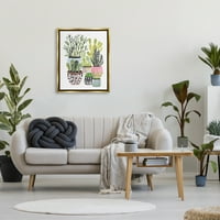 Studell razne biljke kaktusa kućnih biljaka Botanička i cvjetna slika Zlatni plutač uokviren umjetnički print