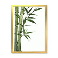 DesignArt 'detalj tamnozelenog bambusa i lišća I' tradicionalni uokvireni umjetnički tisak