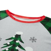 Suanret božićna obiteljska pidžama odgovara set set dugih rukava tiskane vrhove pahuljice postavljene kućne odjeće