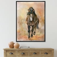 Designart 'Apstraktni portret prekrasnog kestena konja II' Farmhouse uokvirena platna zidna umjetnička tiska