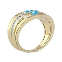 Imperijalni dragulj 10k žuto zlato ovalno rez švicarski plavi topaz 1 6CT TW dijamantski muški prsten
