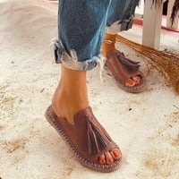 DPitySerensio ženske dame Fashion Casual Flat Fringe cipele papuče zavirivanje sandala s nožnim prstima Brown