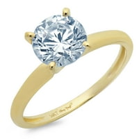 1,5CT okrugli rez plavi prirodni akvamarin 14K Žuto zlato Izjava za angažman za angažman vjenčanje Veličina prstena