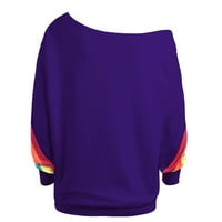 Dukserice za žene, ženske Ležerne široke pulovere s dugim rukavima s duginim printom, bluze, košulje, majica s