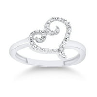 Dijamantni ugovor ženski prsten u obliku srca od srebra s okruglim dijamantom u obliku srca