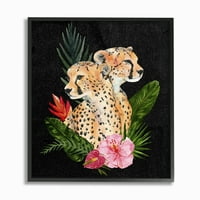 Stupell Industries Cheetah par ružičasta cvjetna slika životinja u okviru zidne umjetnosti Annie Warren