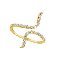 Modni zaručnički prsten od 0K okruglog bijelog prirodnog dijamanta od žutog zlata 14k veličina prstena-9,5