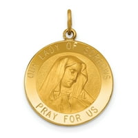 Žalosna Djevica moli za nas riječima okrugli privjesak - medalja od pravog žutog zlata od 14 karata