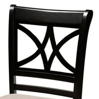 2-dijelni set stolica u pubu s presvlakama od pješčane tkanine i espresso smeđim drvenim oblogama.
