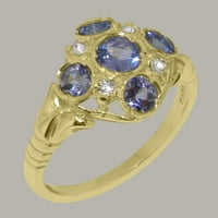 Ženski jubilarni prsten od 18k žutog zlata britanske proizvodnje s prirodnim tanzanitom i dijamantom - opcije