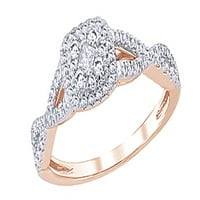 10K Bijeli prirodni dijamantni zaručnički prsten od ružičastog zlata