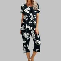 Dyegold pidžama setovi za žene mekane odjeće kratki rukavi okrugli vratni vrhovi majice kapris gant loungewear