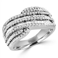 MDR130046-P 0. Modni dijamantni prsten od 14k okruglog i baguette dijamantnog prstena od bijelog zlata