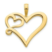14k žuta zlatna ogrlica s privjeskom Srce u obliku srca mjeri širinu i debljinu nakita, darova za žene