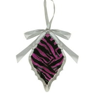 5.75 sjajni ljubičasto-ružičasti zebra print s dijamantnom prizmom Božićni ukras