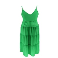 Ženska duga Slip Haljina, Jednobojni sarafan Bez rukava, prevelike ljetne maksi haljine, zelene boje na plaži