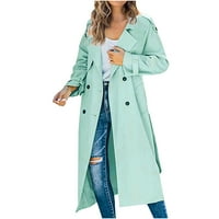 Ženski jesenski modni kardigan dvoredni kaput s jaknom otporan na vjetar klasični kaput s remenom i reverom s