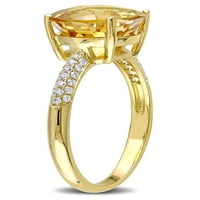 3- Carat T.G.W. Citrin i Carat T.W. Dijamantni 14KT žuti zlatni koktel prsten