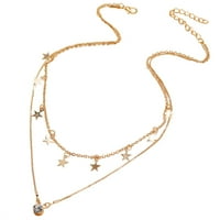 ogrlica od chokera u A-listi, srebrne ogrlice sa sitnim zvijezdama za žene i djevojke, šarmantna ogrlica u minimalističkom