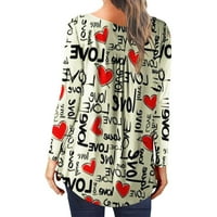 Ženske majice s grafičkim printom za Valentinovo, ležerna bluza dugih rukava, široki pulover, Gornji dijelovi