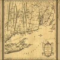 24 x36 plakat galerije, karta Connecticuta i Rhode Islanda 1780