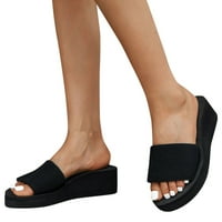 Žene ljetne klinove pete papuče casual otvoreni nožni prst debeli potplati u zatvorenom vanjskom sandalama na