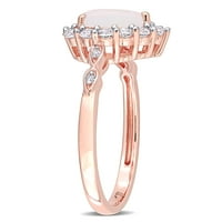 10-karatni ženski prsten od ružičastog zlata s opalom u obliku bijelog safira i dijamanata
