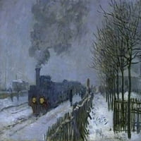 Vlak u snježnom tisku plakata Claude Monet