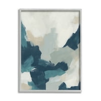Stupell Abstract Blue & Cream Strokes Abstraktno slikanje sivo uokvirene umjetničke print zidne umjetnosti
