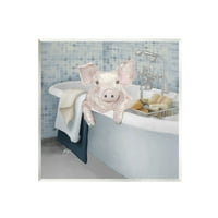 Stupell svinja za kupanje kupaonice životinje životinje i insekti Slikanje zidne plakete Umjetnički umjetnički