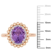 Miabella ženska 2-karat ovalnog izrezanog ametista karat dijamant 14kt ružičasto zlato dvostruki halo prsten