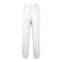 Clearance jogger hlače ženske modne ležerne boje solidne boje čipke s visokim strukom labave hlače duge hlače