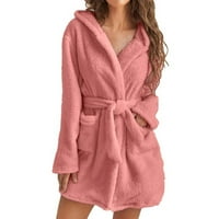 Ženske solidne tople plišane čipkaste kardiganske kapuljače kućne pidžame za ogrtač