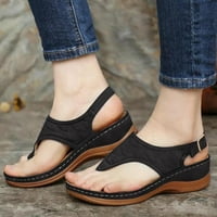 Sandale Ženske ženske klinaste pete za pete s letilicama višebojne vezene sandale papuče ženske sandale pu crne