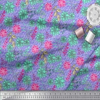 Svilena tkanina s cvjetnim printom lišće i božur za rukotvorine širine dvorišta