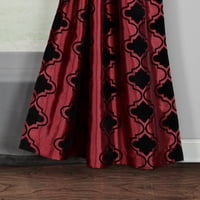 PC. Set za zavjese prozora: Burgundija i crni marokanski dizajn pločica, ploče, sheri, kravata, 74 W 84 L