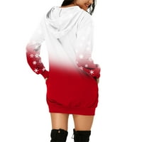 Majica s kapuljačom s kapuljačom za žene s dugim rukavima s božićnim printom Plus size zimska ležerna prevelika